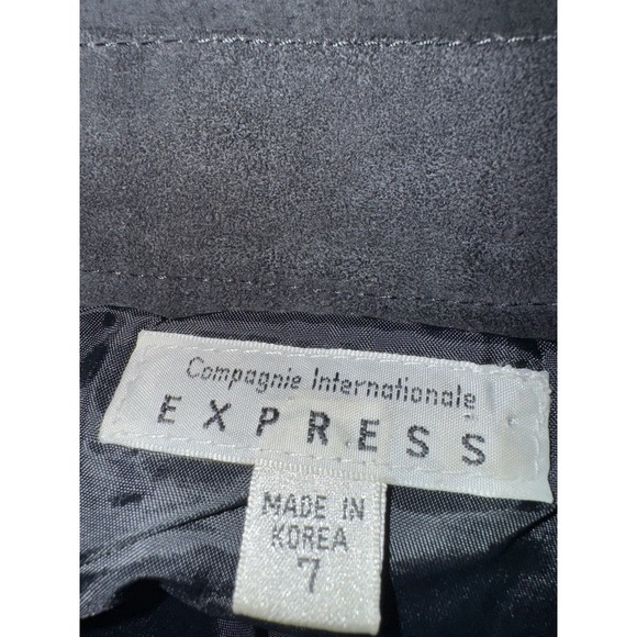 Vtg Express Compagnie International Skirt Women's 25" 0 Black 100% Leather Suede - Picture 6 of 8